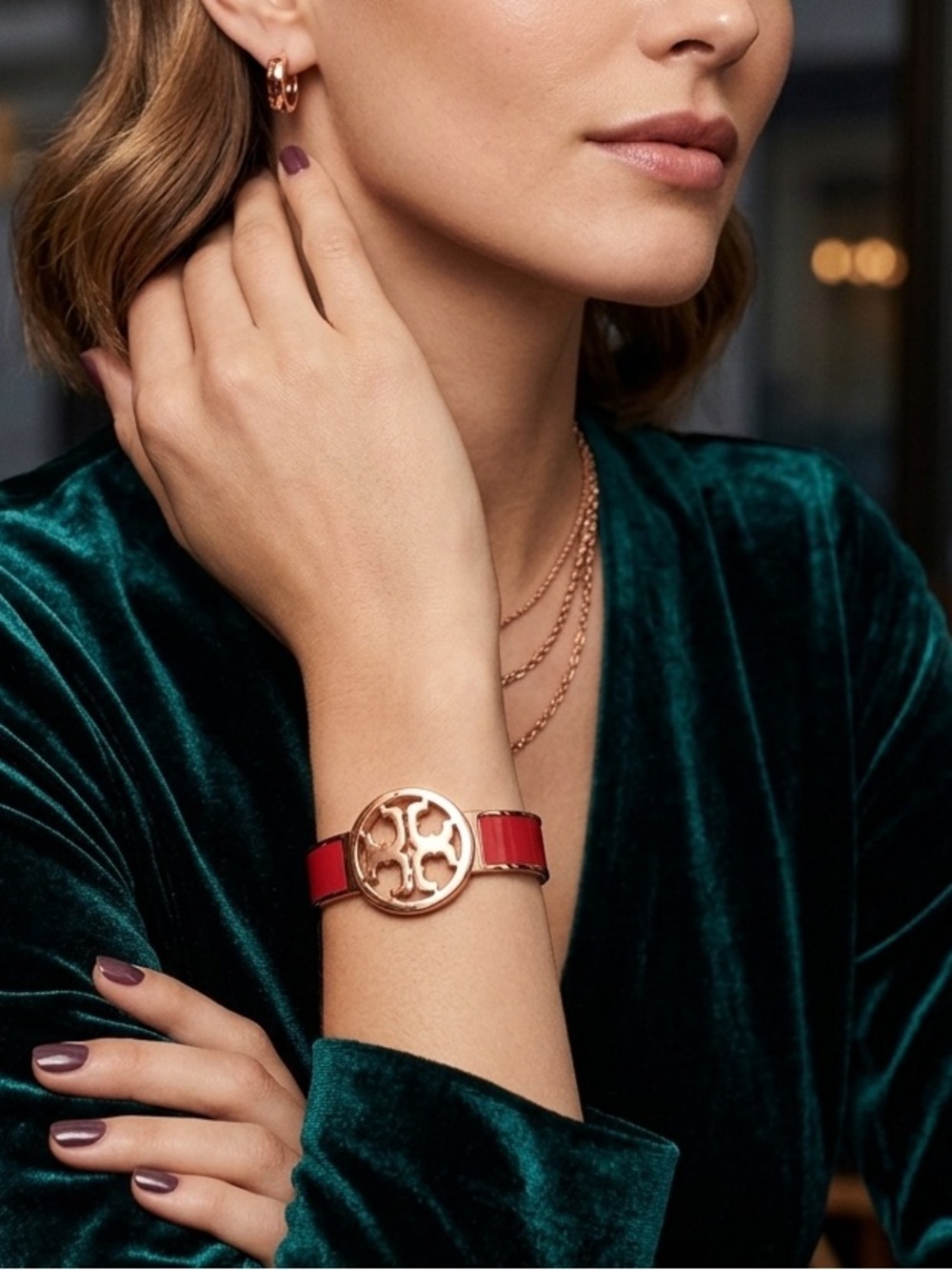 Tory Burch Gold & Pink Bangle